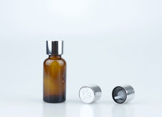 30ml Amber Glasflasflasche mit Aluminium-CRC-Kappe für ätherisches Öl