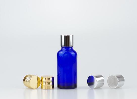 30ml Blaue Glasflasflasche mit 18-415 Glossy Aluminium Cap for Cosmetic Oil