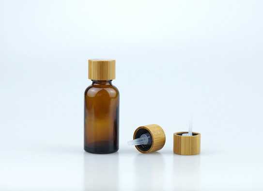 Amber Glass Bottle mit Real Bamboo 18-415 Schraubverschluss Inner Plug