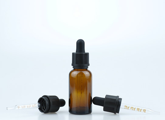 30ml Amber Glasflasche mit 18-415 Spaced Striped TE& CRC Dropper Cap