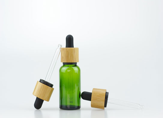 30ml Grüne Glasflasflasche mit 18-415 Bamboo TE&CRC Dropper Cap